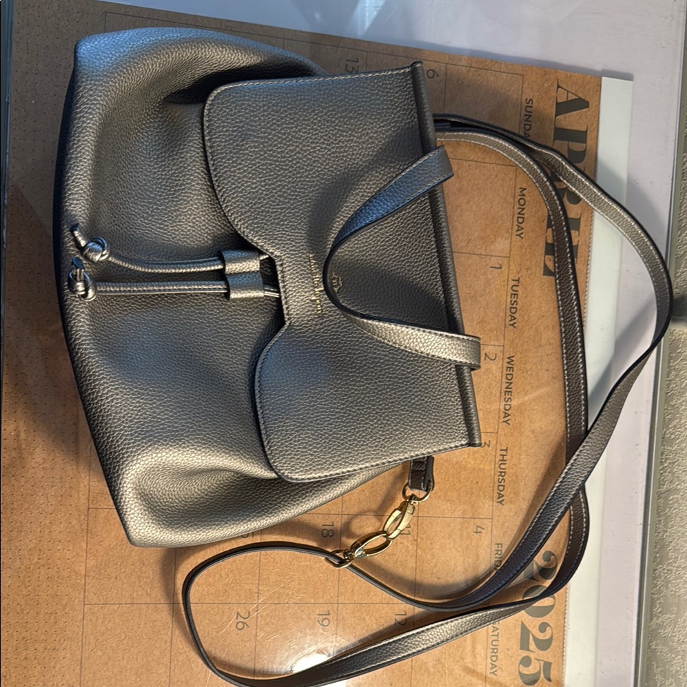 Nanette Lepore Silver Shoulder Bag With Structured Design